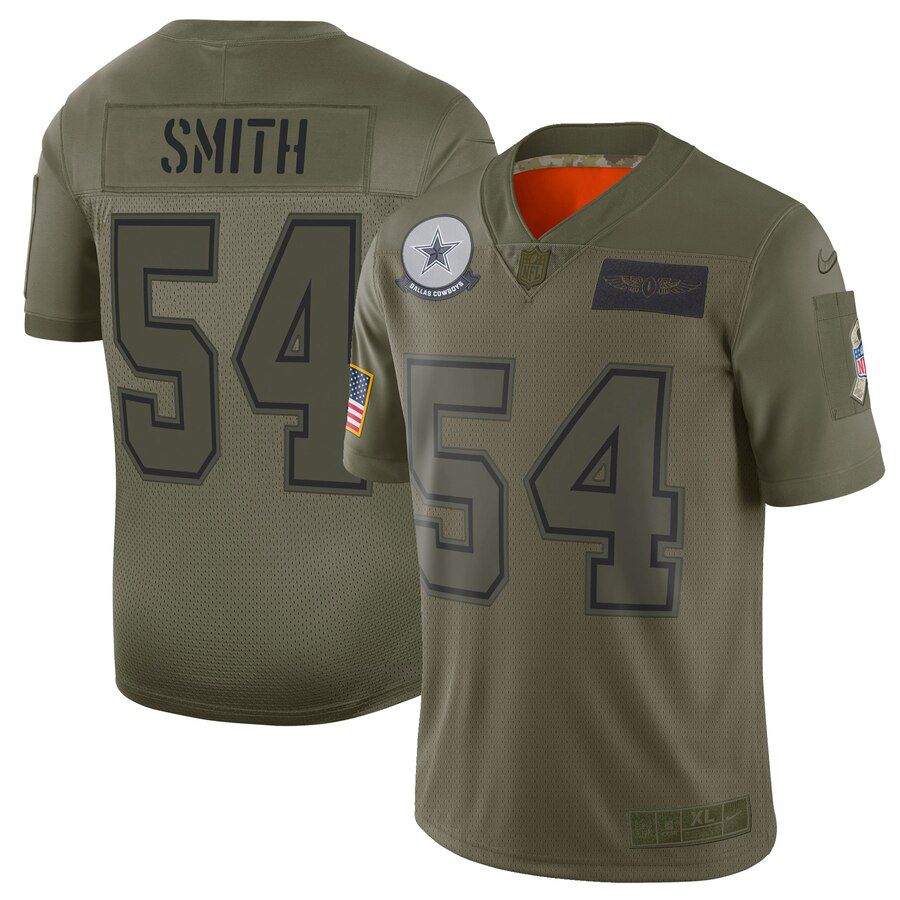 Men Dallas cowboys #54 Smith Green Nike Olive Salute To Service Limited NFL Jerseys->dallas cowboys->NFL Jersey